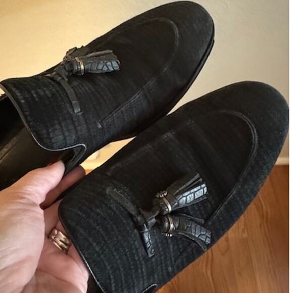 Roberto Cavalli Luxury Black Suede With Tassels Loafer 10 - Picture 3 of 11